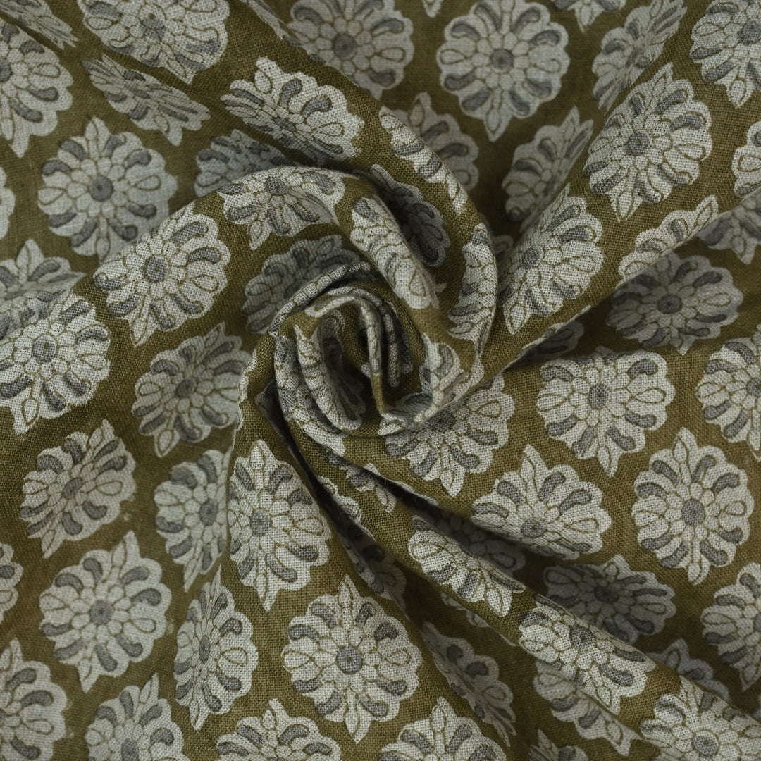 Artisan Block Print Linen Fabric - 4
