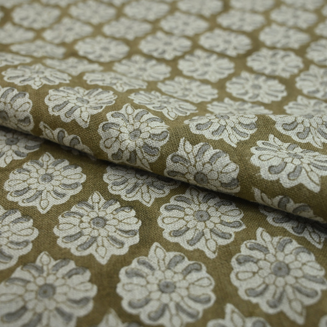 Artisan Block Print Linen Fabric - 4