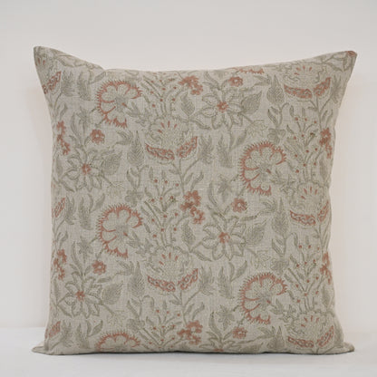 Sydney Terracotta Linen Block Print Pillow Cover