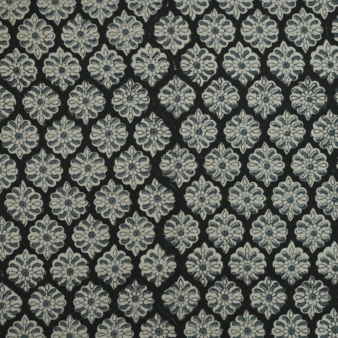 Artisan Block Print Linen Fabric - 4