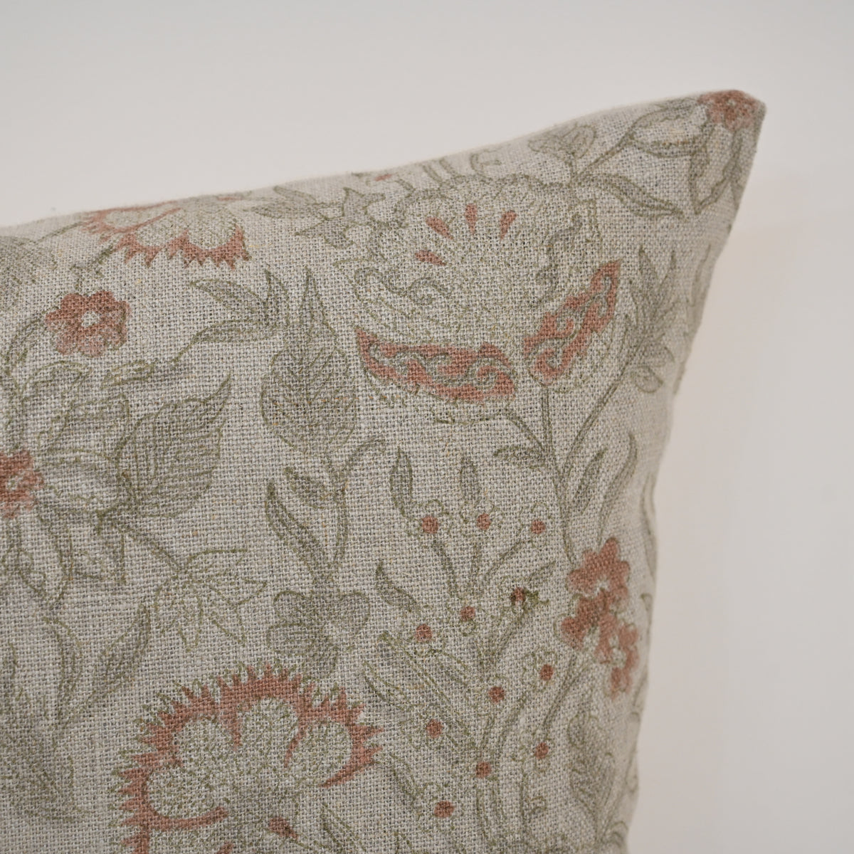 Sydney Terracotta Linen Block Print Pillow Cover