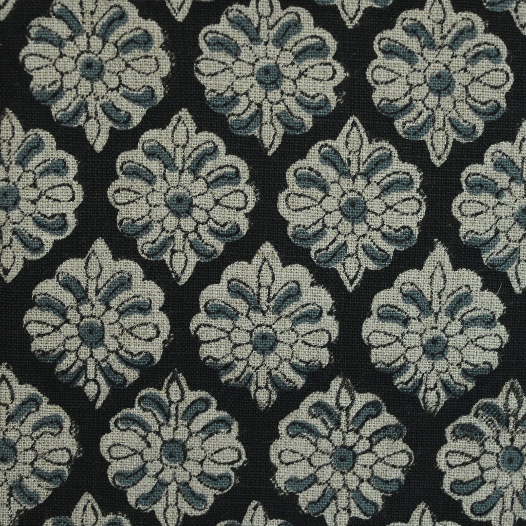 Artisan Block Print Linen Fabric - 4