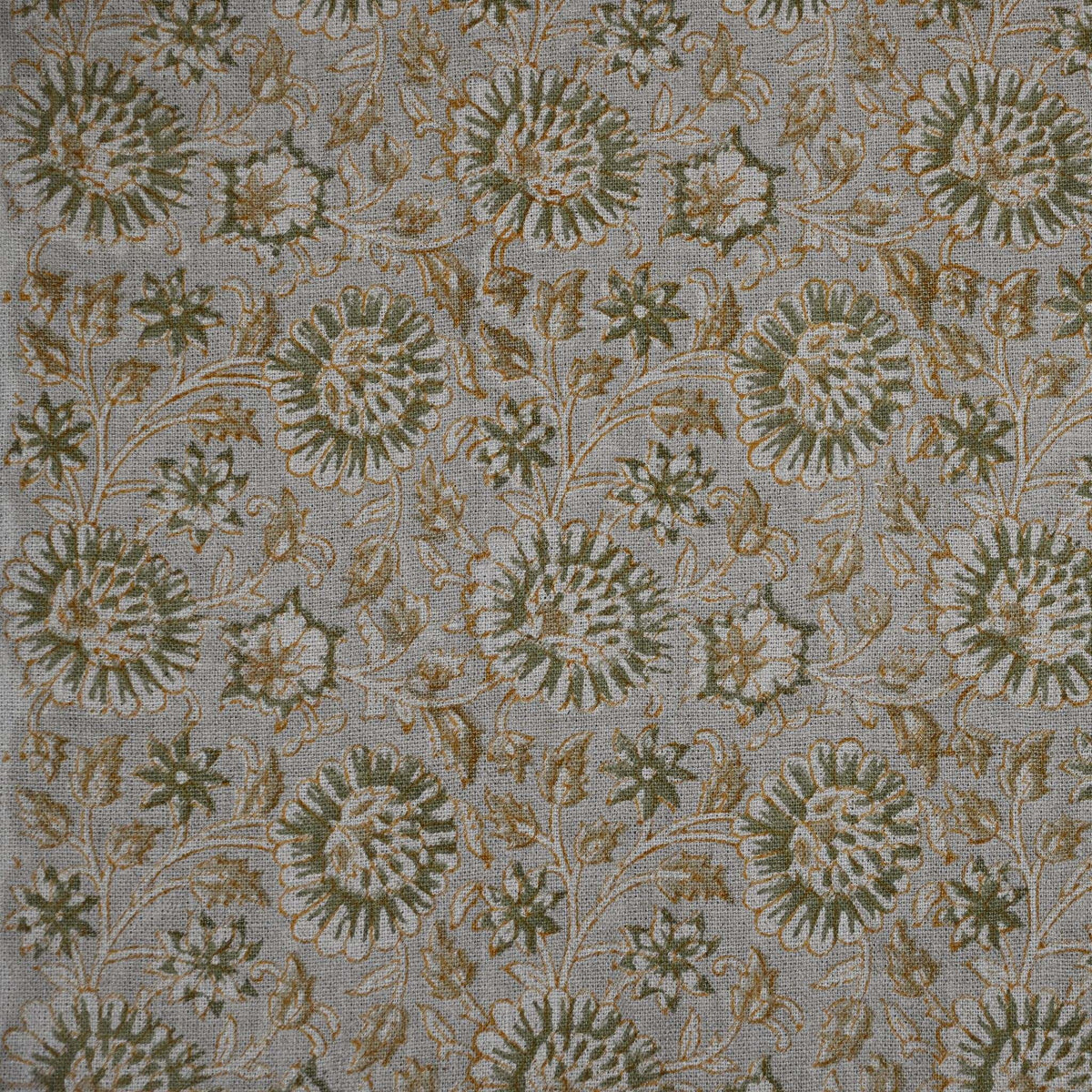 Alexis Floral Linen Block Print Fabric