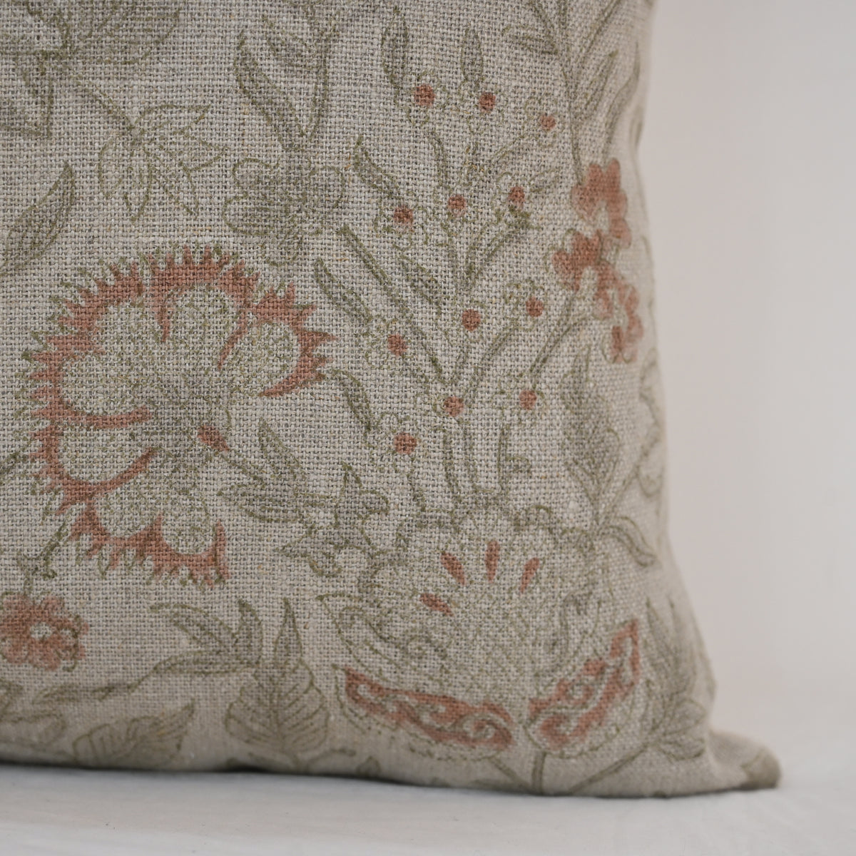Sydney Terracotta Linen Block Print Pillow Cover