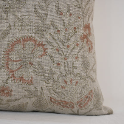 Sydney Terracotta Linen Block Print Pillow Cover