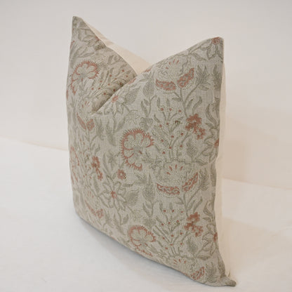 Sydney Terracotta Linen Block Print Pillow Cover