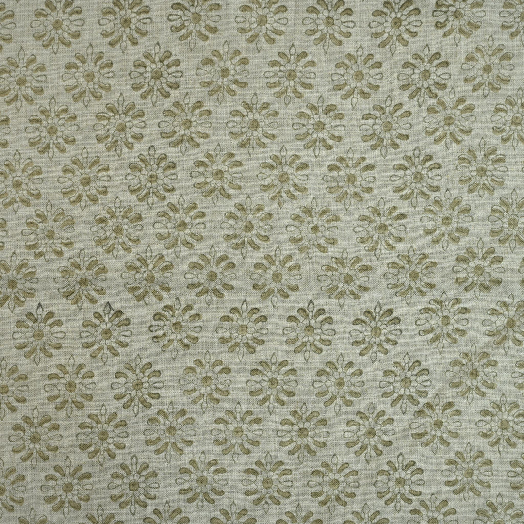 Artisan Block Print Linen Fabric - 4