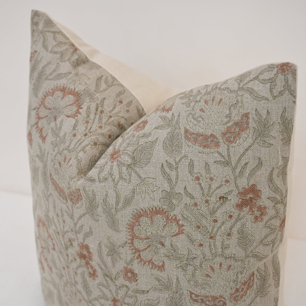 Sydney Terracotta Linen Block Print Pillow Cover