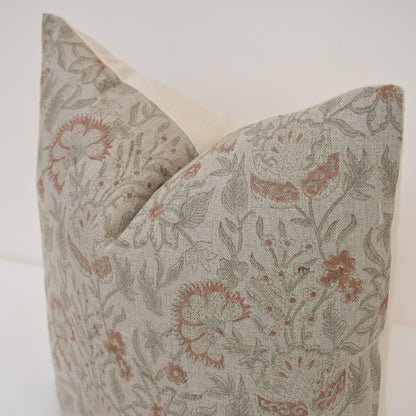 Sydney Terracotta Linen Block Print Pillow Cover