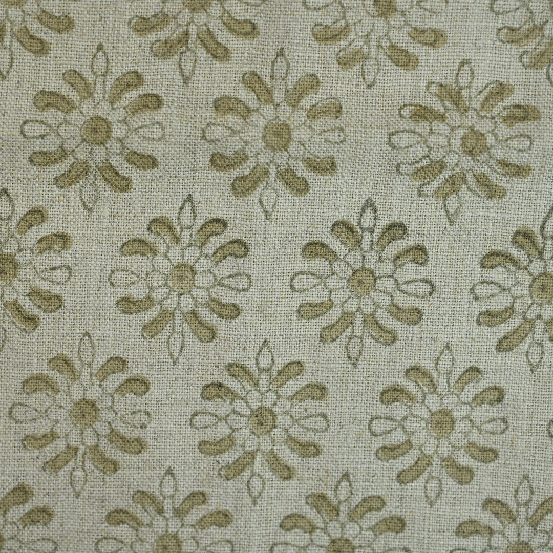 Artisan Block Print Linen Fabric - 4