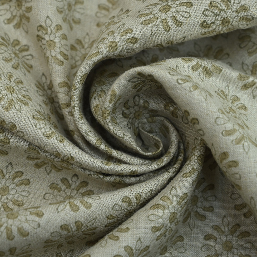 Artisan Block Print Linen Fabric - 4