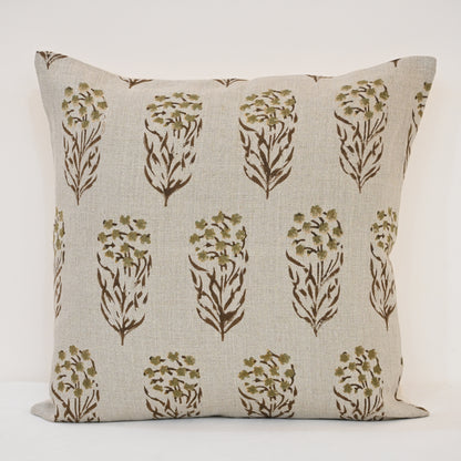 Brianna moss Linen Block Print Pillow Cover