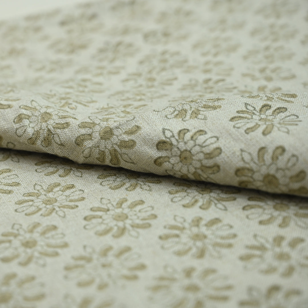 Artisan Block Print Linen Fabric - 4