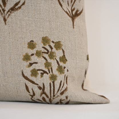 Brianna moss Linen Block Print Pillow Cover