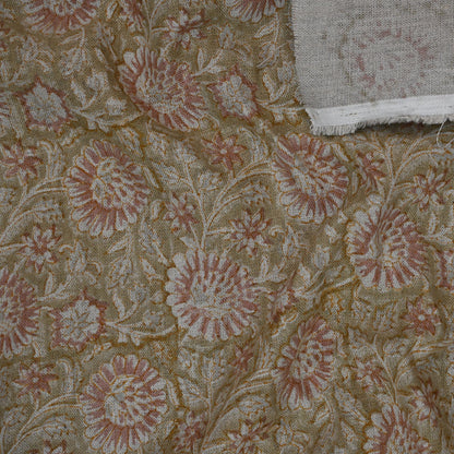 Alexis Floral Linen Block Print Fabric