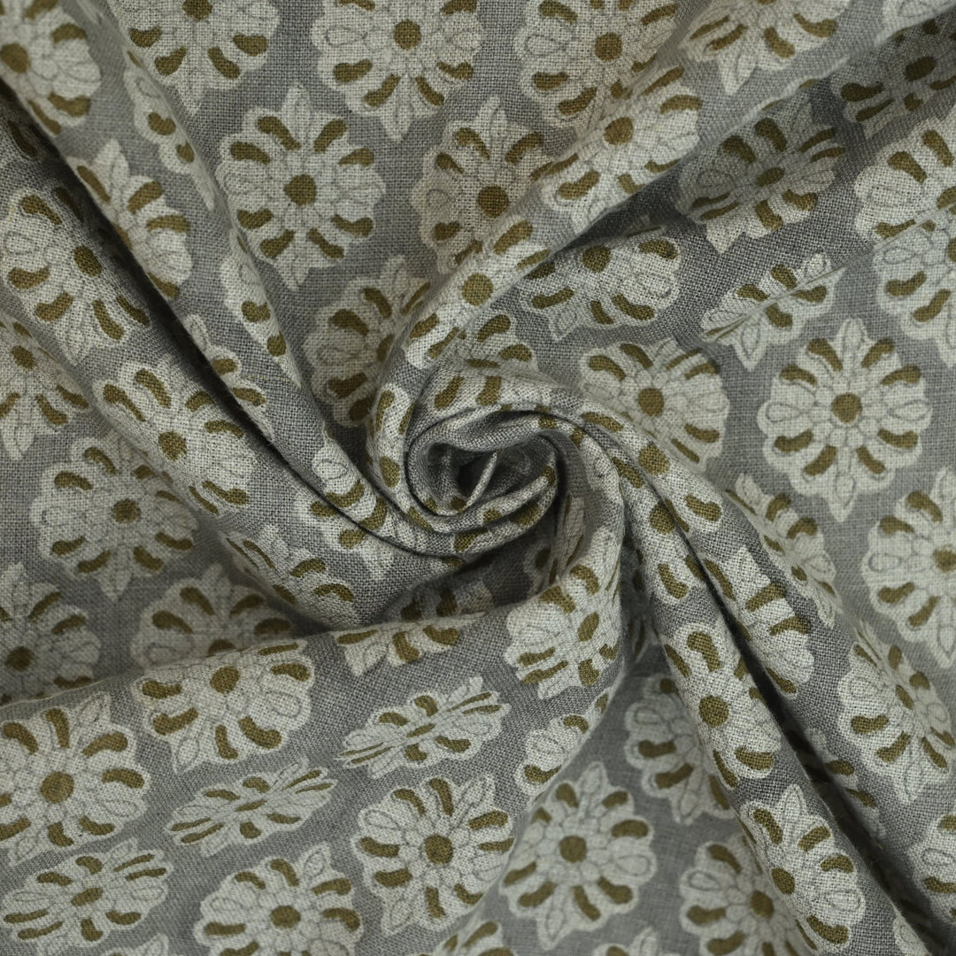 Artisan Block Print Linen Fabric - 13