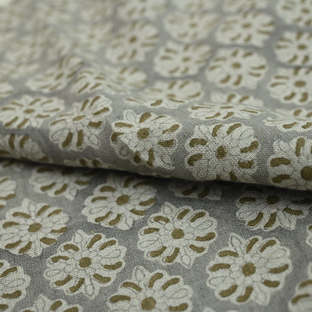 Artisan Block Print Linen Fabric - 13