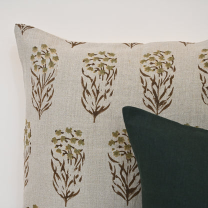 Brianna moss Linen Block Print Pillow Cover