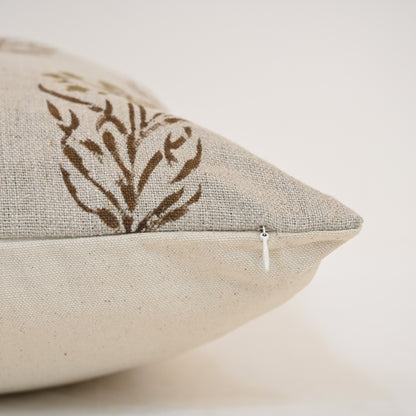 Brianna moss Linen Block Print Pillow Cover