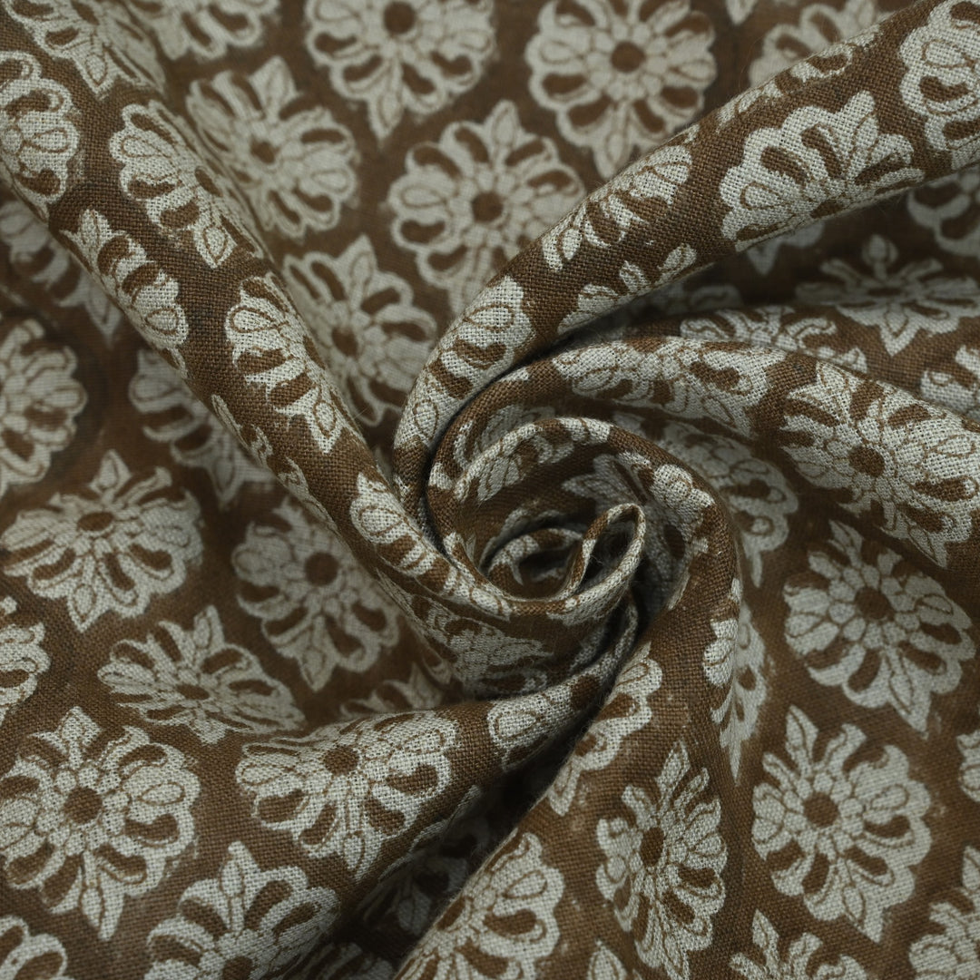 Artisan Block Print Linen Fabric - 13