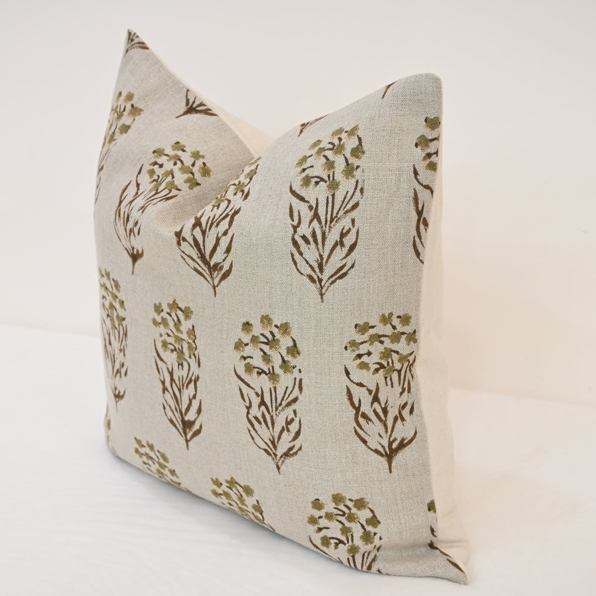 Brianna moss Linen Block Print Pillow Cover