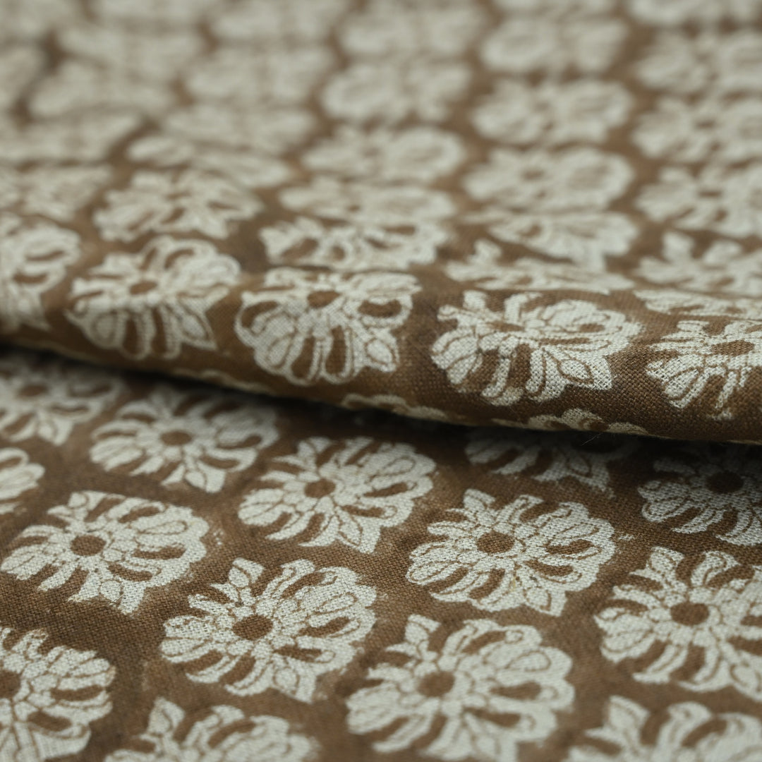 Artisan Block Print Linen Fabric - 13