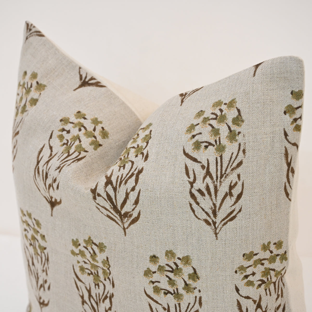 Brianna moss Linen Block Print Pillow Cover