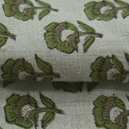 Andrea Floral Block Print  Linen Fabric