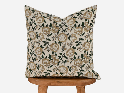 Meadow Honey Tan  Block Print Pillow Cover