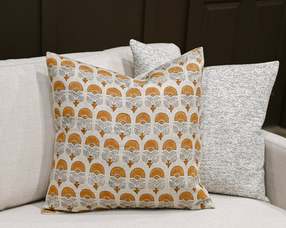 Butterfly Beige Block Print Pillow Cover
