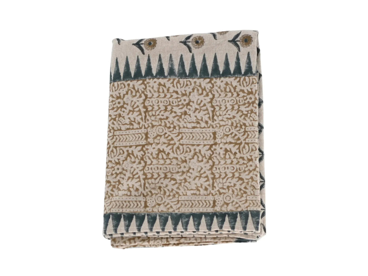 Fiona Floral Block Print Tablecloth - Maple Village Lane