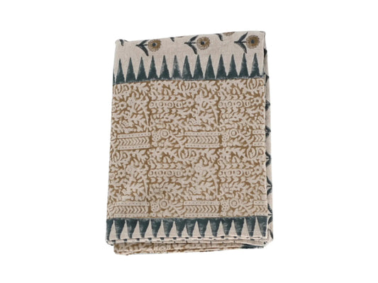 Fiona Floral Block Print Tablecloth - Maple Village Lane