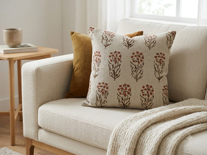 Brianna Espresso Linen Block Print Pillow Cover