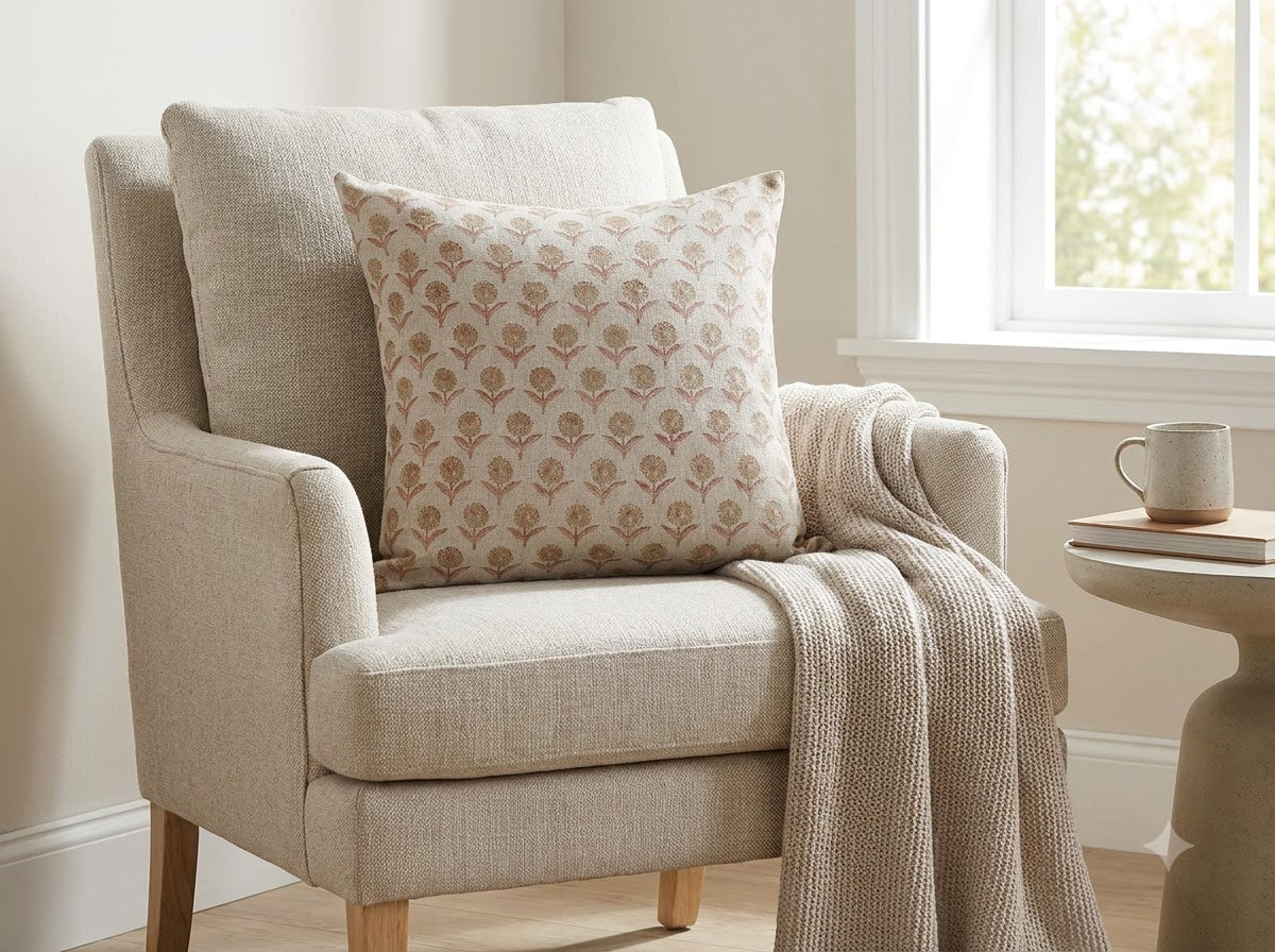 Handcrafted Linen Block Print Pillow Coverhceqoiascoisan