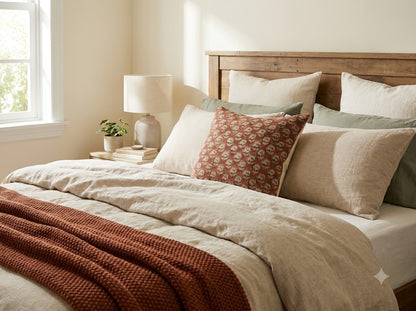Andrea Sage Linen Block Print Pillow Cover