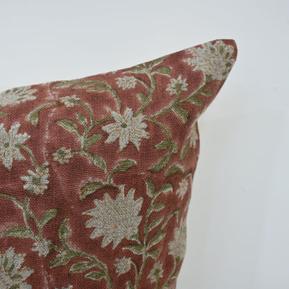 Molly Soft Sage Linen Block Print Pillow Cover