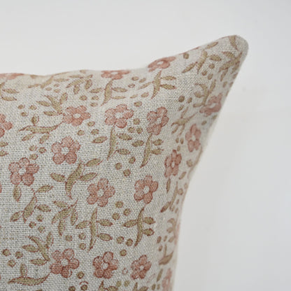 Lisa Taupe Linen Block Print Pillow Cover