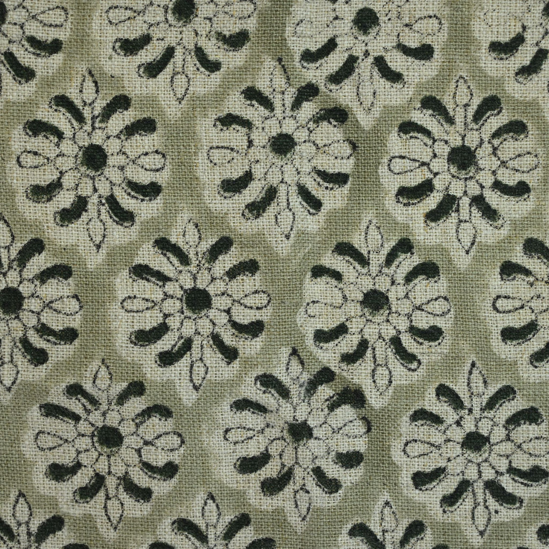 Artisan Block Print Linen Fabric - 13