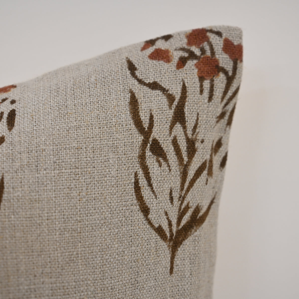 Brianna Espresso Linen Block Print Pillow Cover