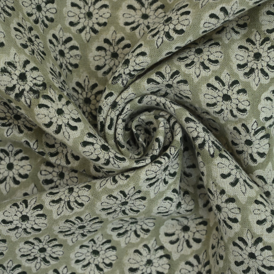 Artisan Block Print Linen Fabric - 13