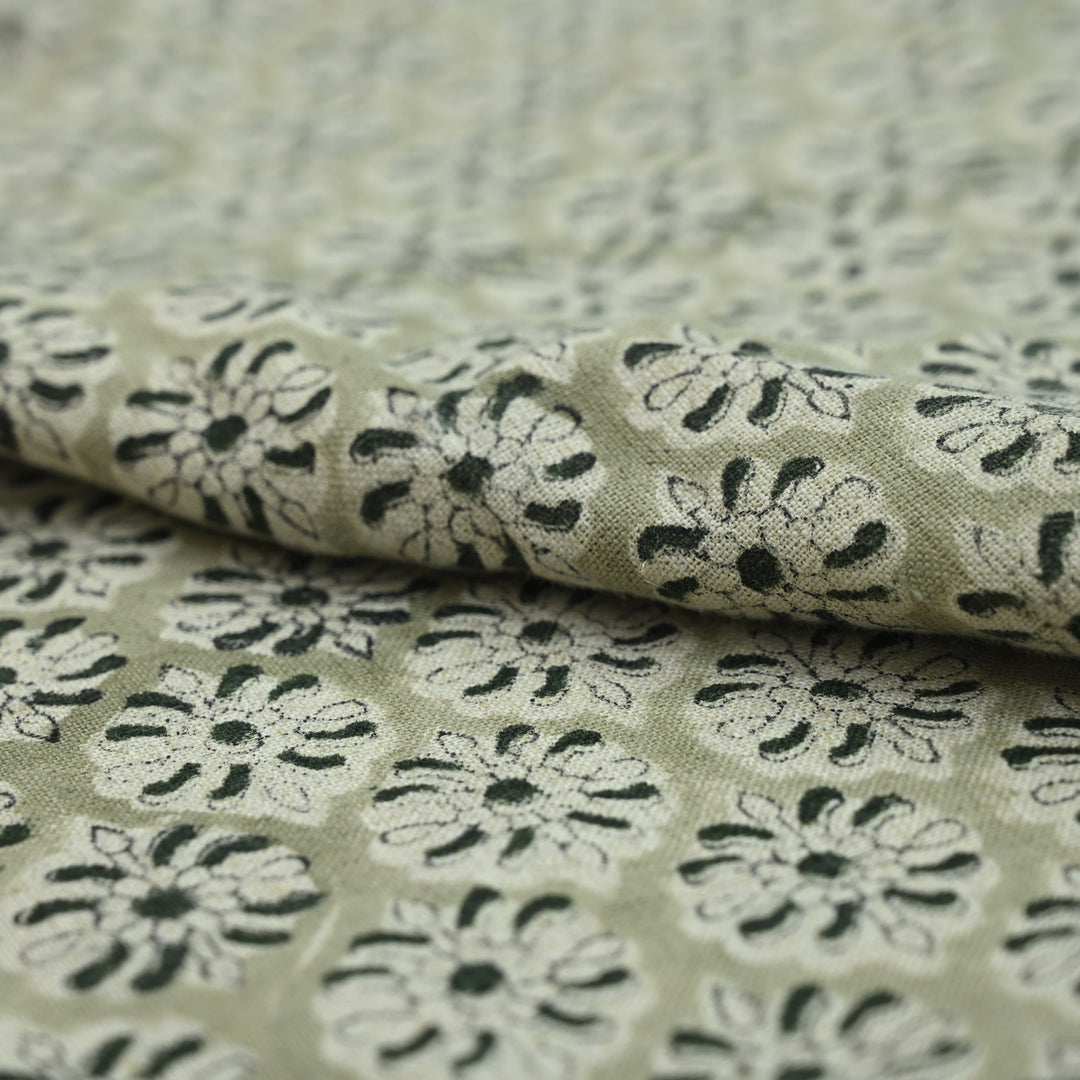 Artisan Block Print Linen Fabric - 13