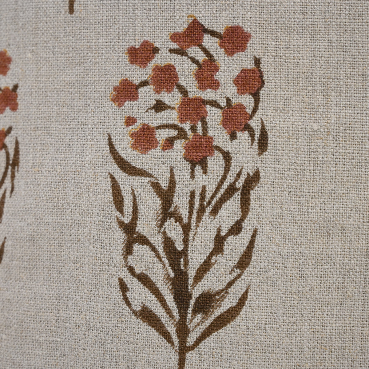 Brianna Espresso Linen Block Print Pillow Cover