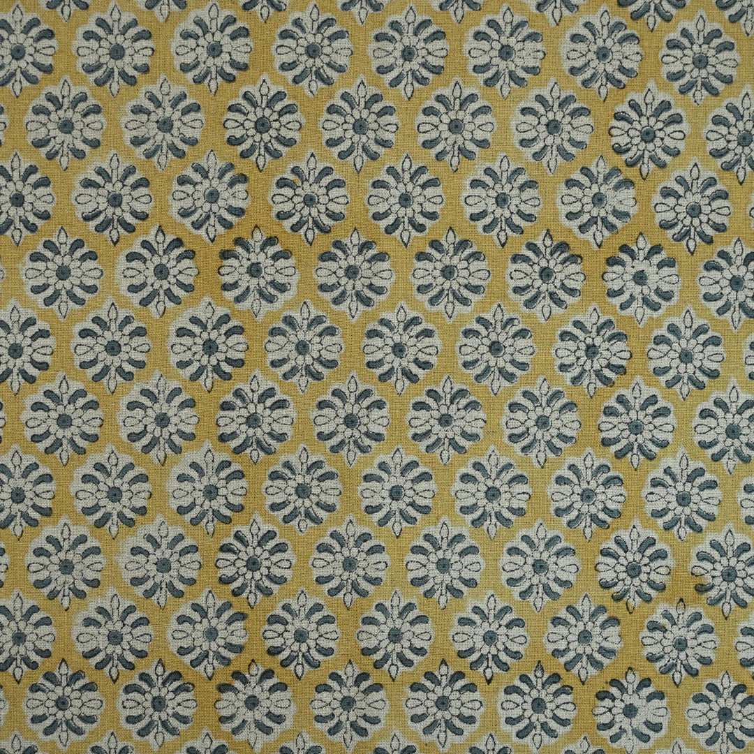 Artisan Block Print Linen Fabric - 13