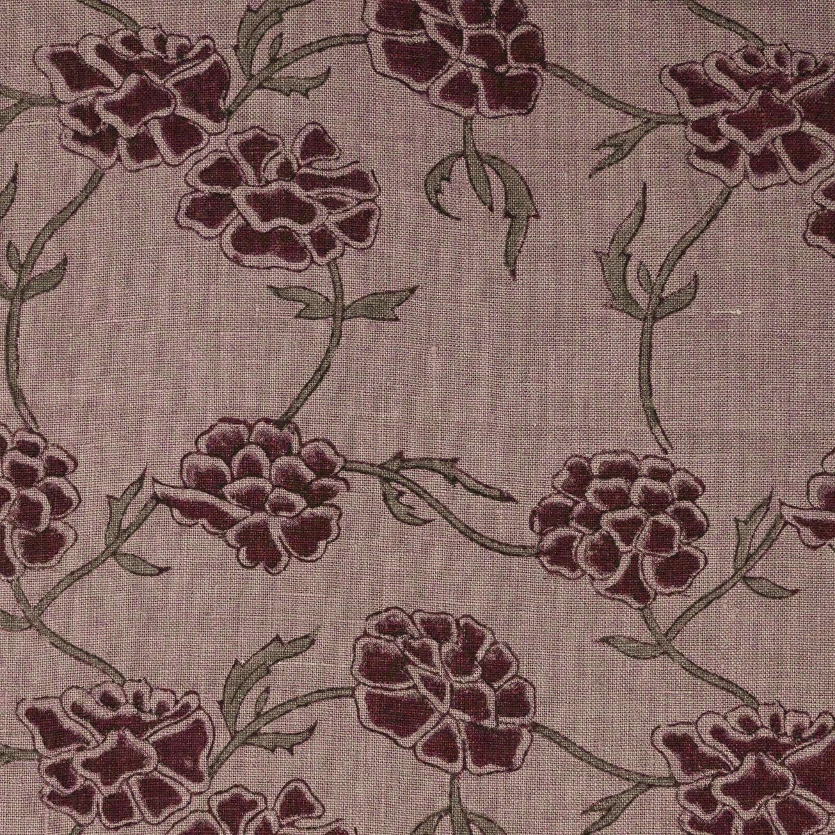 Driftwood Solid Linen Block Print Fabric