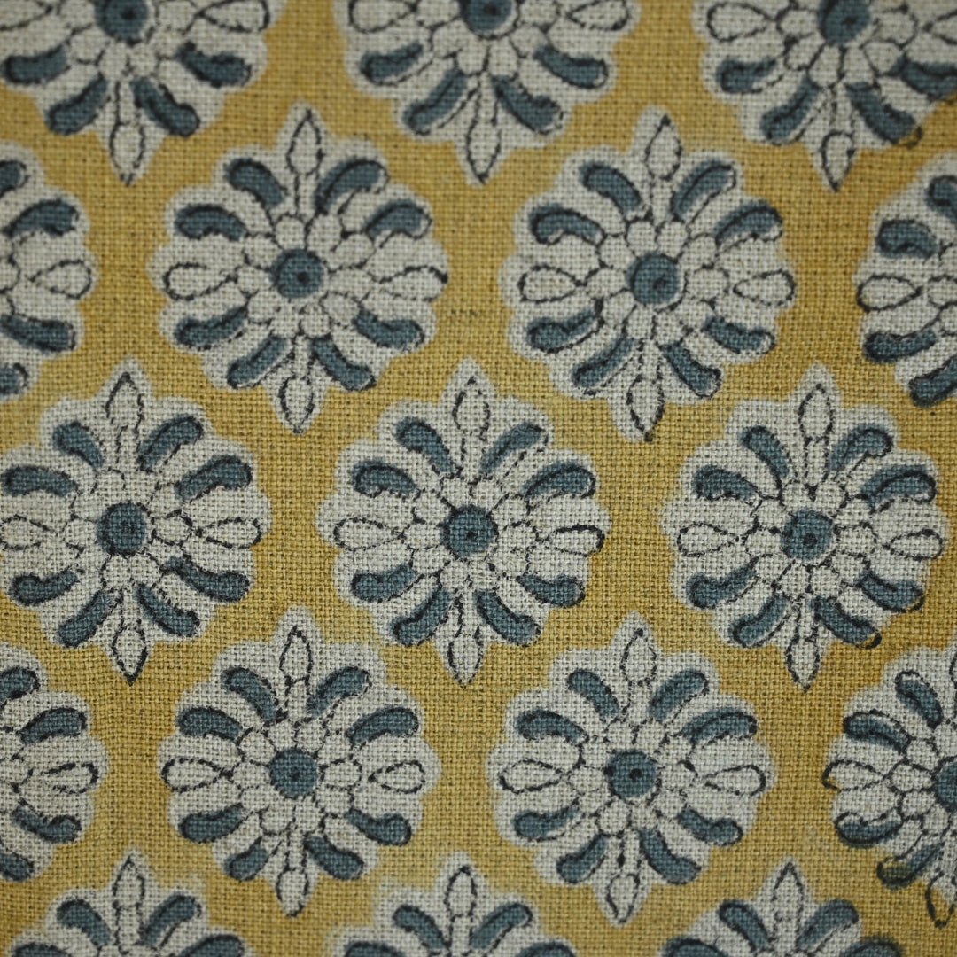 Artisan Block Print Linen Fabric - 13