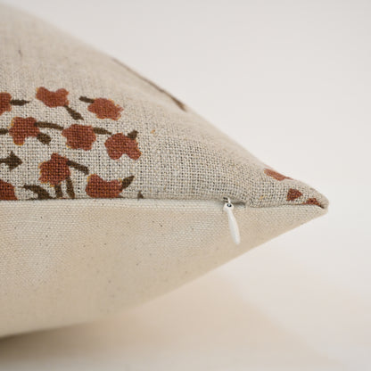Brianna Espresso Linen Block Print Pillow Cover