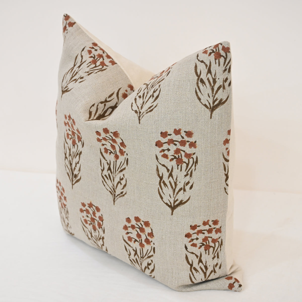 Brianna Espresso Linen Block Print Pillow Cover