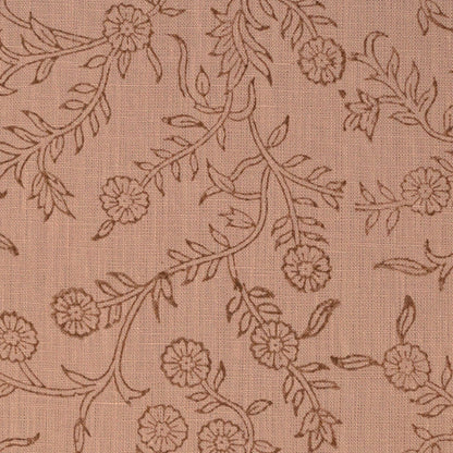 Bailey Floral Block Print Solid Linen Fabric