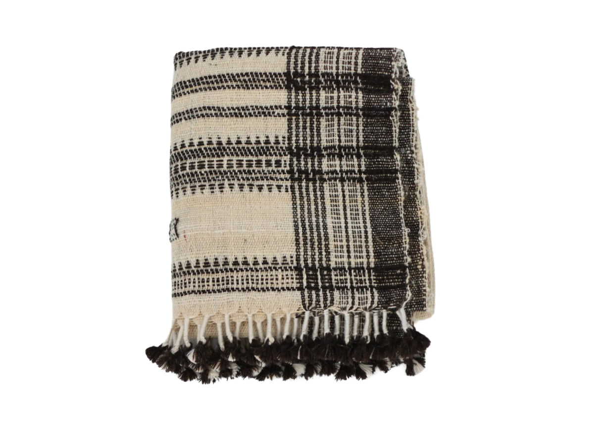 Bhujodi Table Runner - Brown and Cream - Maple Village Lane