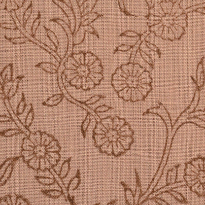 Bailey Floral Block Print Solid Linen Fabric